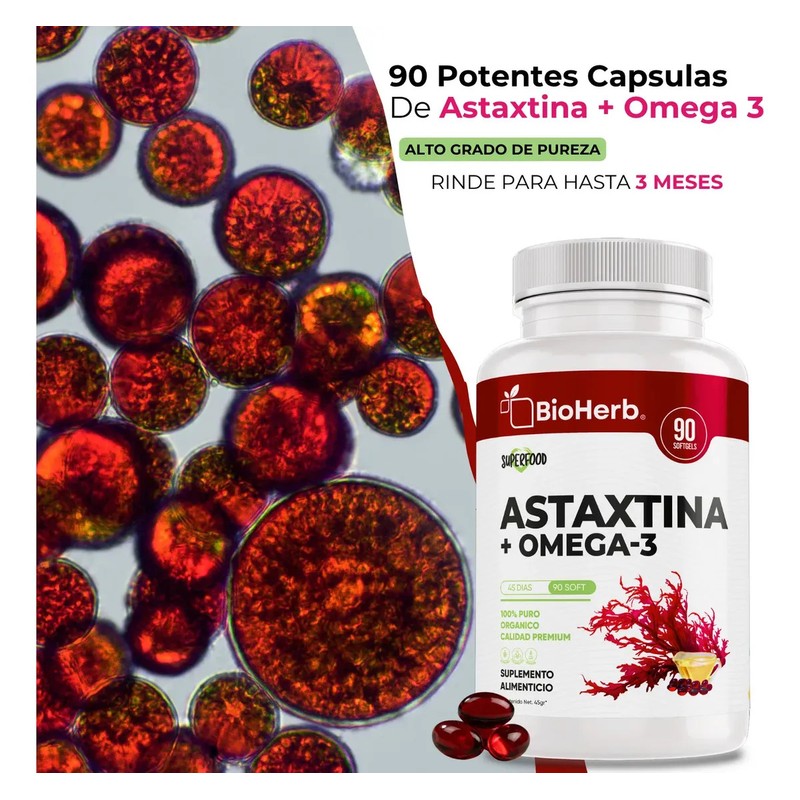 BioHerb Astaxantina 12mg Omega 3 EPA y DHA Fórmula Premium
