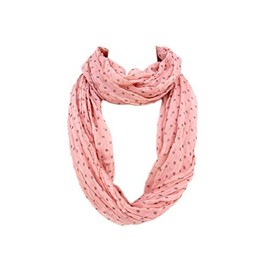 Premium Polka Dot Infinity Loop Fashion Scarf, Small Dot Pink
