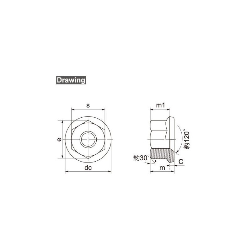 Osato 61614 Stainless Steel Flange Nut with Serate, For M6,