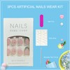 Tyuimhx 3D Stripe Press on Nails Short Almond Fake Nail