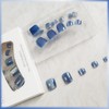 24Pcs Blue Cat Eye Press on Toenails for Art with