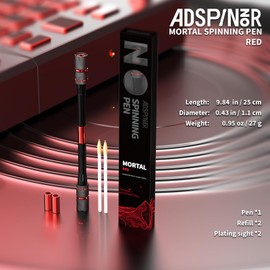 ADSPINZOR Mortal Spinning Pen Mod by Mr. Nope – Professional Trick Pen for Pen Spinning, Stress Relief & Precision Tricks – Balanced, Long, Anti-Slip Grip, Writable Fidget Spin Pen (Red)