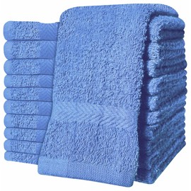 QCS Towels – 12 Pack Washcloths Set 30 x 30 cm, 100% Cotton Super Absorbent & Quick Dry Flannel Face Cloths, Fade Resistant and Soft Feel Fingertip Towels