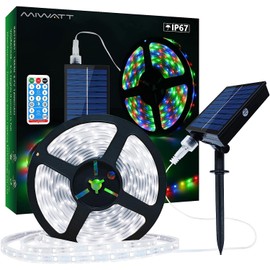 Lumtang Solar LED Strip Lights Outdoor, 16.4ft/5M Solar Powered LED Strip, IP67 Waterproof Rope Lights，Suitable for Outdoor Scenes Such as Gardens and Swimming Pools (5M, Cold White)…