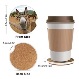 Funny Donkey Absorbent Cup Holders Car Coasters,Ceramic Stone Drinks Coaster Set for Women Man 2.56"(2 Pack)