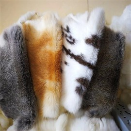 Unbranded 4pcs Natural Rabbit Skin Pelt Fur Hides Leather Tanned Skin DIY Craft Multicolor