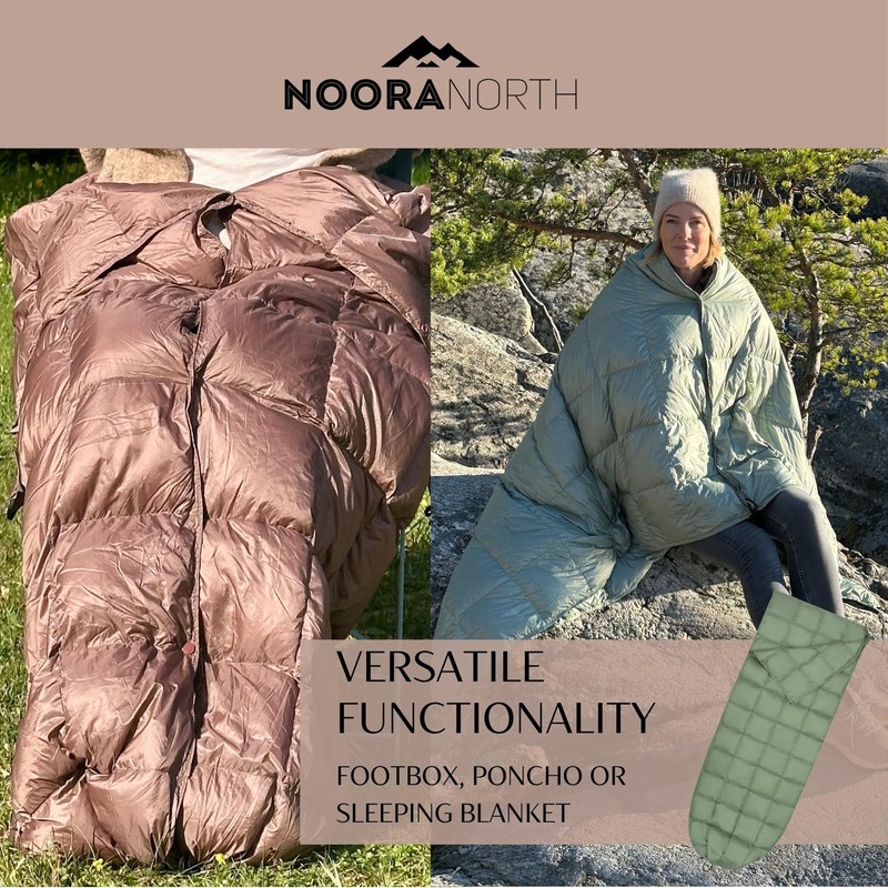 Noora North Down Camping Blanket with Footbox – Lightweight, Packable,