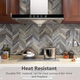 STICKGOO 10-Sheet Herringbone Tile Peel and Stick Backsplash, Faux Wood PVC Stick on Backsplash, Self Adhesive Wall Tile for Kitchen