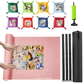 Napzy Puzzle Mat Up to 1500pcs Puzzle Matt Rollup for Jigsaw Puzzles Keeper and Saver Puzzle Board with Portable Drawstring Storage Bag, Puzzle Sorting Trays for Jigsaw Puzzle Lovers Gift Felt Mat