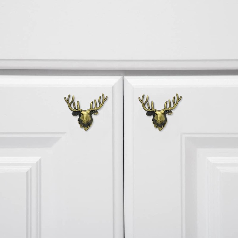 brandname SCRTB Deer Head Knobs 4 Pcs Cute Deer Head