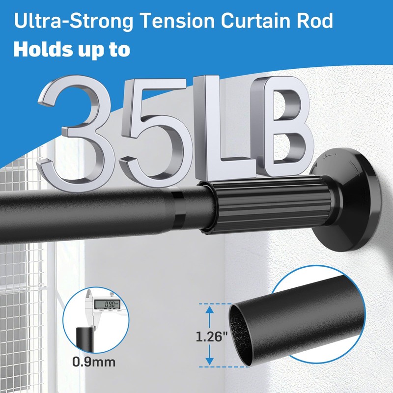 Tension Curtain Rod 51-166 Inch(4.25-13.83Ft), Extra Long Outdoor Tension Rod
