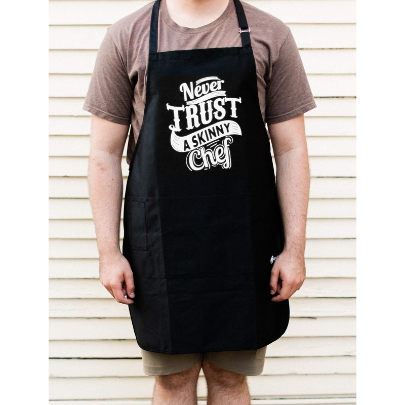ApronMen, Skinny Chef Out Adjustable BBQ Apron for Men, Black,