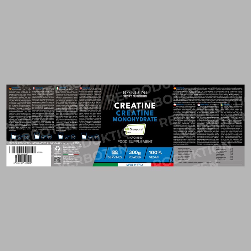 Bandini® Creapure® Creatine Monohydrate | 3000 mg Ultra Pure Micronised