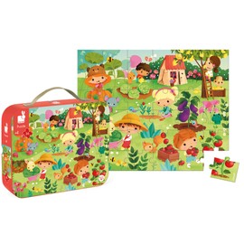Janod 36 Piece Garden Jigsaw Puzzle - Suitcase Box - Ages 4+ - J02663