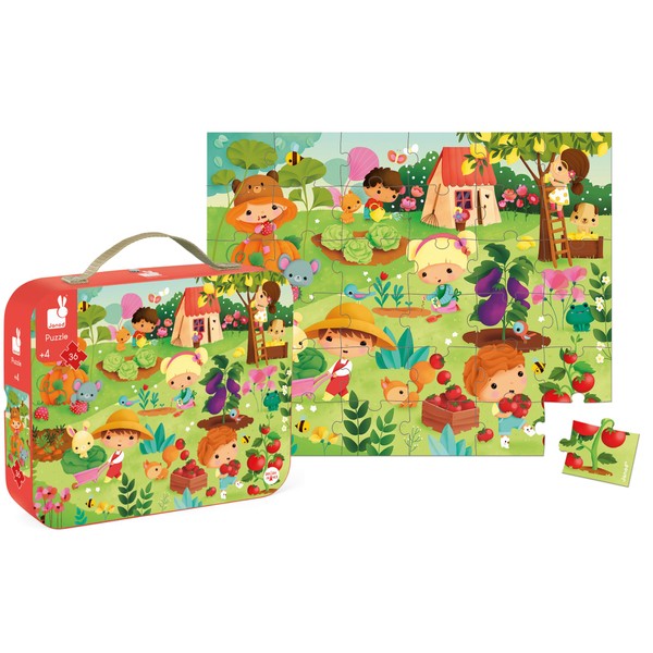 Janod 36 Piece Garden Jigsaw Puzzle - Suitcase Box - Ages 4+ - J02663