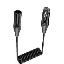 MysRuida 0.5 Meter XLR Coiled Cable, 3 Pin XLR Male to XLR Female Balanced Audio Shielded Cable for Microphone, Mixer, Recording Studio, Podcast, Speaker Systems