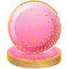 Whaline 40Pcs Gradient Pink Paper Plates Gold Dot Disposable Dessert