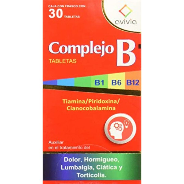 Complejo B Vitaminas Tabletas, 30 Piezas