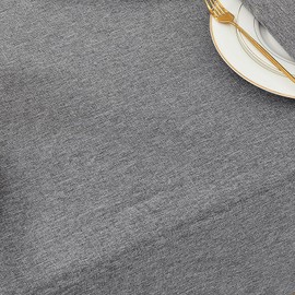 UKOMIUT Rectangle Table Cloth Waterproof and Stain Resistant Linen Farmhouse Tablecloth, Washable Faux Decoration Fabric Table Cover for Kitchen Dinning or Outdoor use, Dark Grey 60 x 120 Inch