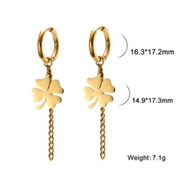 Four Leaf Clover Earrings for Women Girls Saint Patrick's Day Earring Stud Earrings in Heart Shape Lucky Charm Amulet Stainless Steel Jewellery Gifts, Stainless Steel, No Gemstone