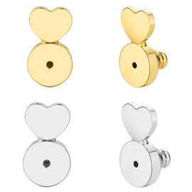 Earring Lifter Backs,EBFDOH Earring Backs for Droopy Ears 4pcs Durable Heart Shape Earring Lifter Backs for Heavy Earrings Locking Earring Backing Replacements,White Gold and 18K Gold