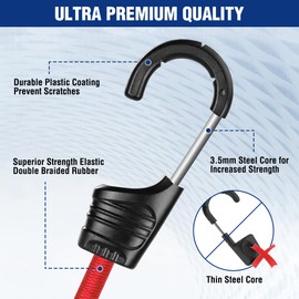 WORKPRO 24 Inch Bungee Cord with Hooks, 4 Pack Superior Rubber Heavy Duty Straps Strong Elastic Rope for Outdoor Tent, Luggage Rack, Camping, Cargo, RV, Bike, Transporting, Storage, Red