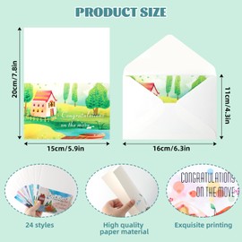 HIKIMA 24 Pcs Happy Home Anniversary Cards with Envelopes, Bulk Blank New Home Welcome Card for Housewarming Home Buyers Neighbors