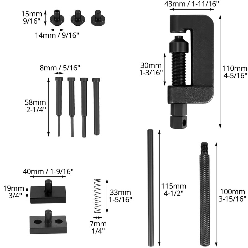 QWORK® Motorcycle Chain Breaker Tool, 13pcs Chain Riveting Tool Set