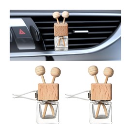 KVAEY 2PCS Car Diffuser Air Freshener Bottle, Refillable Empty Glass Perfume Bottles with Vent Clip, Universal Essential Oil Diffuser for Most Vehicles, Interior Car Accessories