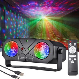 Party Disco DJ Light, 5-in-1 LED Stage Light Ocean Star Projector Music Sound with Remote Control for Parties Birthday Christmas Gift Wedding KTV Bar Club Home Room Decor Lighting