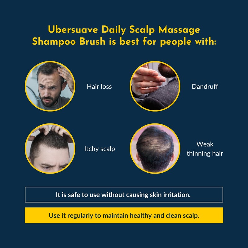 ubersuave Daily Scalp Brush Comb Hair Shampoo Brush Soft Silicone