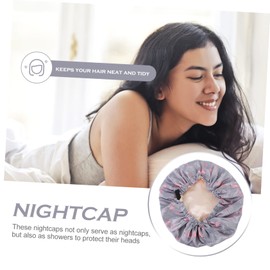 IWOWHERO 1pc Double Satin Sleep Hat for Women Hair Care Bonnet Grey Flamingo Design for Nighttime Use Protects Hairstyle and Pillowcase