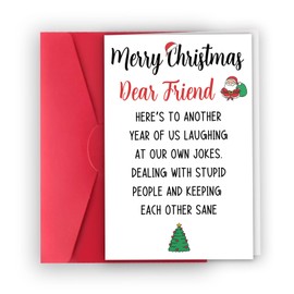 XXDJLP Merry Friends Christmas Card, Happy Friendship Christmas Card for BFF Bestie, Best Friend Card for Friend Family, Cute Xmas Holiday Card for Women Men