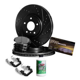 Hart Brakes Rear Brakes and Rotors Kit |Rear Brake Pads| Brake Rotors and Pads| Semi Metallic Brake Pads and Rotors| Hardware Kit - BHC1.54247.43