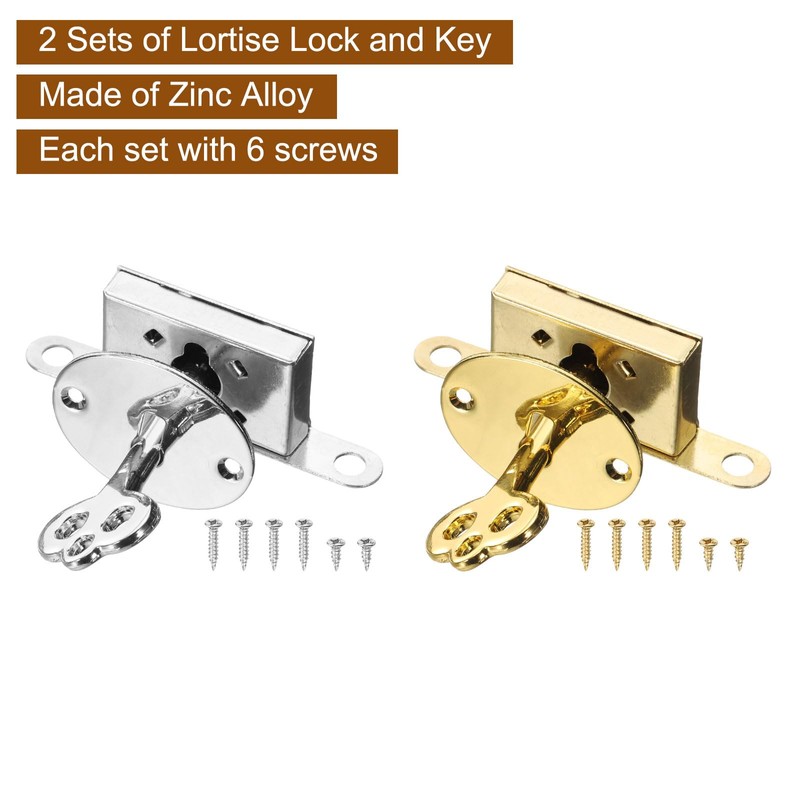 sourcing map Vintage Full Mortise Mini Locks with Key Set