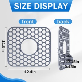 DAWZMR 2 PCS Silicone Sink Mats for Kitchen, 12.4" X 11.5" Sink Protector for Stainless Steel with Center Drain Hole