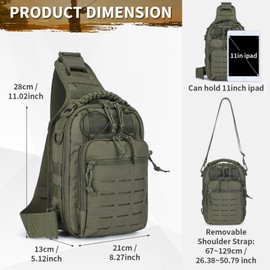 HUNTVP Tactical Chest Bag Military Shoulder Bag Military Chest Pack Sling Backpack Molle Crossbody Bag Shoulder Bag Mini for Men Women Travel Hiking Outdoor, Type-3 Green