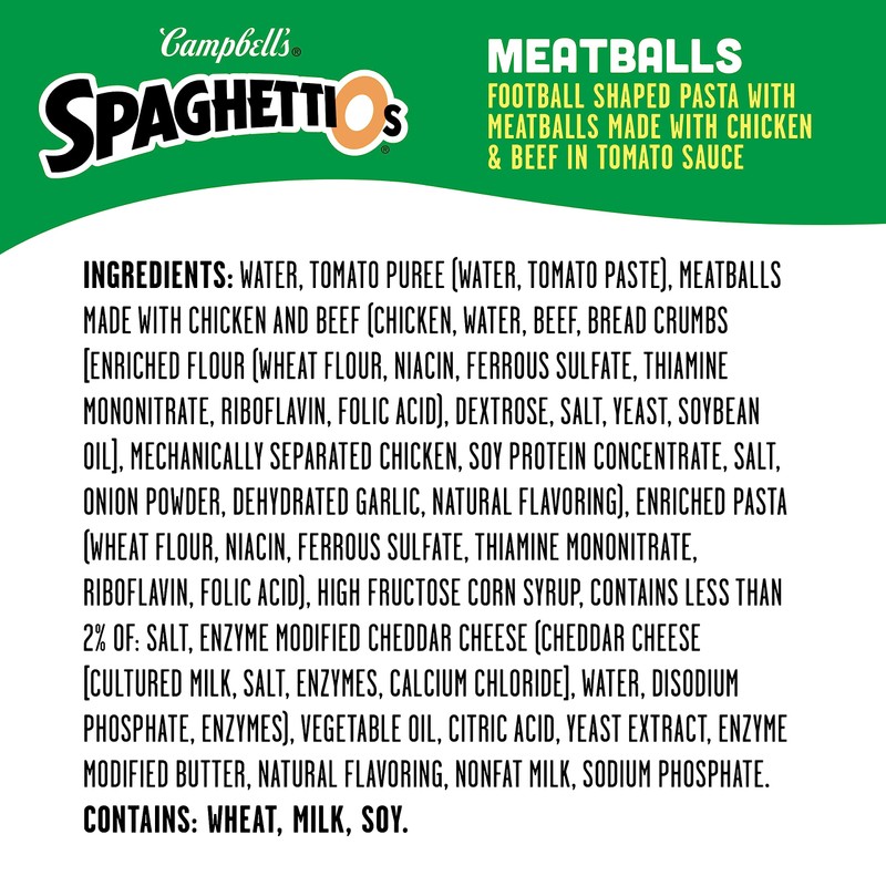 SpaghettiOs Football Shaped Canned Pasta with Meatballs, 15.6 oz Can