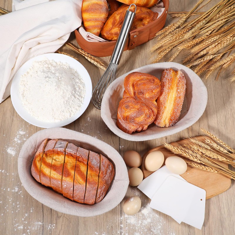 Nuogo 4 Pack Oval Bread Proofing Basket Silicone 10 Inch