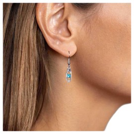 Allereya Vintage Crystal Sapphire Devil Eye Earrings Sapphire Eye Dangle Earrings Silver Eye Hook Earrings Blue Gemstone Eye Drop Earrings Jewellery for Women and Girls (Blue)