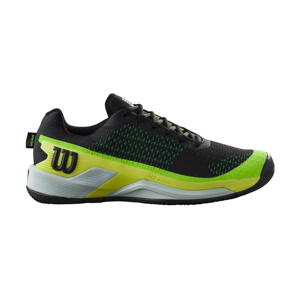 WILSON Men's Sneaker, Black/Safety Yellow/Green Gecko, 12.5