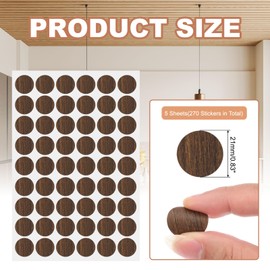 PATIKIL 270 Pieces Screw Hole Stickers, 5 Sheet Self-Adhesive Waterproof PVC Wood Grain Sticker for Screw Holes Wall Cabinets Desk Repairing, Embossed Black Walnut, 21mm/0.83 Inch