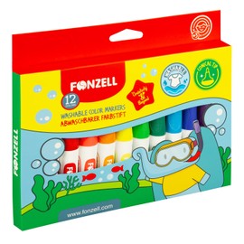 Fonzell Washable Coloured Pencils - Set of 12 Colours, Tapered Tip