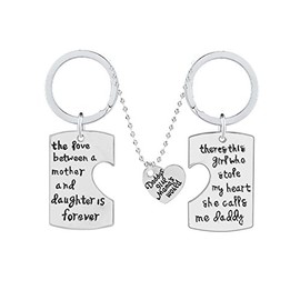 ShiQiao Spl 3pcs Daddy's Mama's World The Love Between Mother and Daughter is Forever Mother Mom Father Daddy Necklace Pendant Set Dad Mom Christmas Birthday Gift