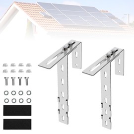 Set of 2 Adjustable Balcony Brackets for Solar Modules, Solar Balcony Power Station Bracket Balcony Hook Set, Solar Module Holder, Brackets for Square Balcony Terrain Solar Mounting No Drilling (2)