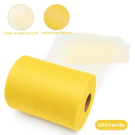 Rilisili Yellow Tulle Fabric Ribbon 6 Inch × 100 Yards Tulle Mesh Ribbon Roll Netting Spool for Tutu Skirt DIY Craft Wedding Decor Birthday Party Gift Wrapping Bow