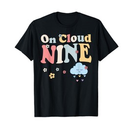 Cute On Cloud Nine Flower Happy 9th Birthday 9 Years Old T-Shirt
