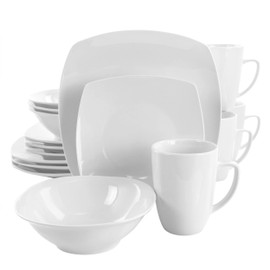 Elama Service for Four 16 Piece Porcelain Dinnerware Set, White-Square 2