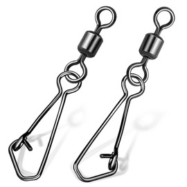 9KM DWLIFE Fishing High Strength Stainless Steel Snap Swivels with Snaps Ball Bearing Swivels Lure Connector 1/0# 50pcs