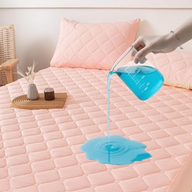 Twin Size Quilted Fitted Mattress Protector - Waterproof Mattress Cover with 17" Stretchable Deep Pocket, Leak-Proof, Urine & Stain Resistant,Machine Washable (1 Mattress Pad + 2 Pillowcases)